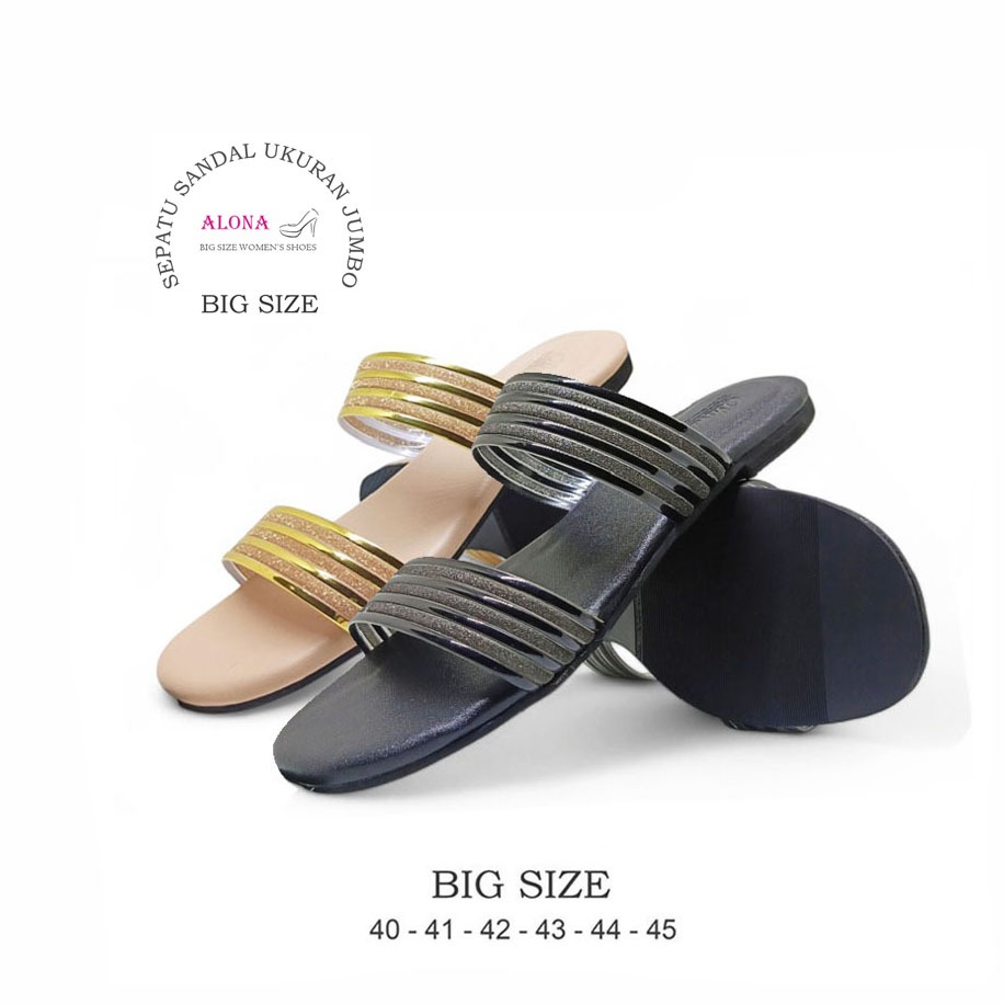 Alona Shoes - Loria | Sandal Flat Wanita Ukuran Jumbo Big Size 41 42 43 44 45