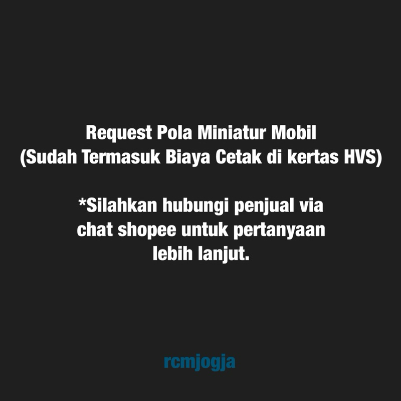 Request Pola Miniatur Mobil (Termasuk Cetak di kertas HVS)