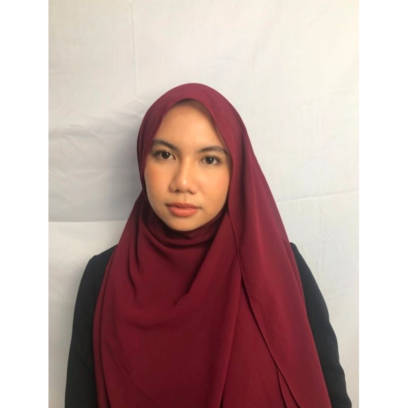 Pasmina kerudung persegi panjang bahan ceruti.