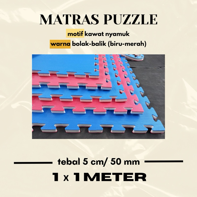 Matras Puzzle Bela diri tebal 5cm dengan warna bolak balik 1x1 meter