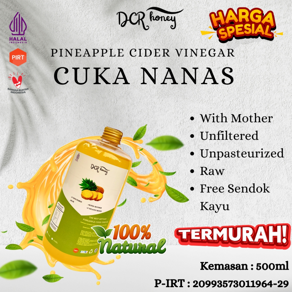 

Cuka Nanas 500ml Organic Original Asli With Mother Cider Vinegar - DCR Honey