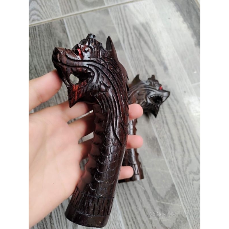 Gagang / Handle Golok Kayu Sonokeling Ukir Naga