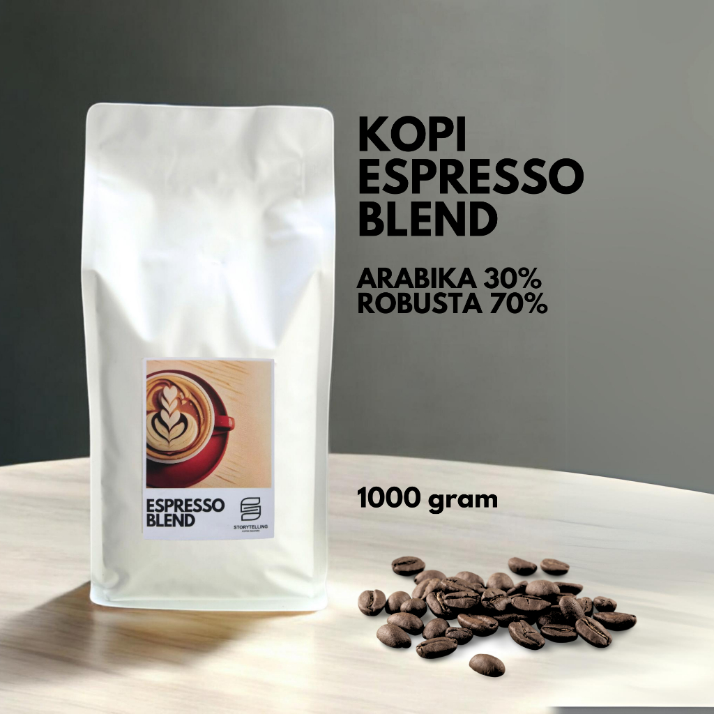 

Kopi espresso blend ( Arabika 30% Robusta 70% ) / House blend coffee / 1000 gram / 1 kg / biji atau bubuk