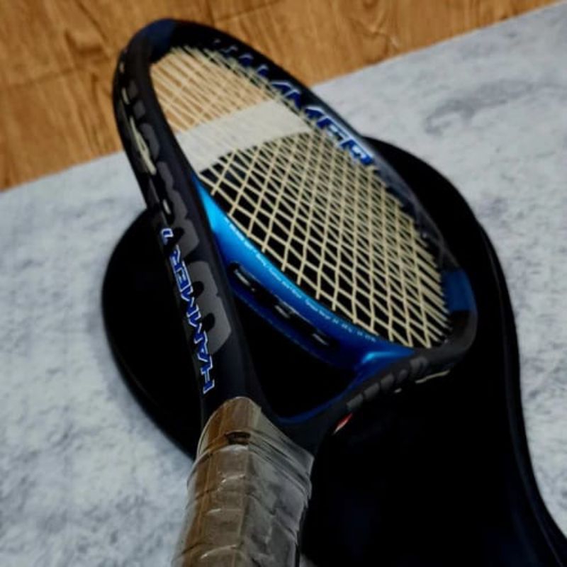 Raket Tenis Lapangan Wilson Hammer Matrix Carbon Siap Pakai - Blue