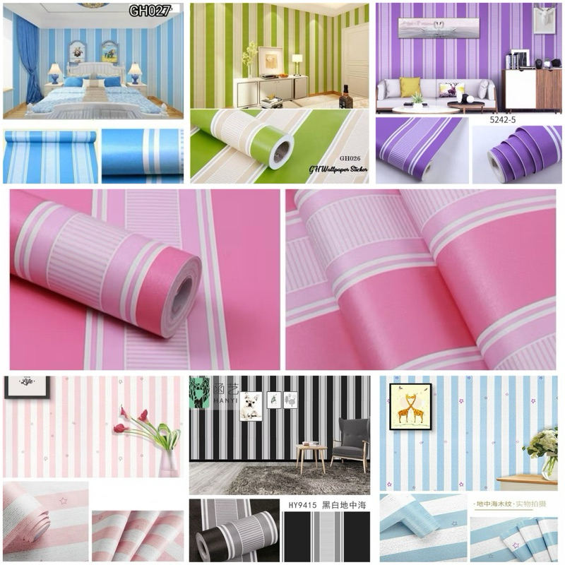 Wallpaper sticker dinding motif salur, wallpaper dinding kamar tidur (bisa COD)