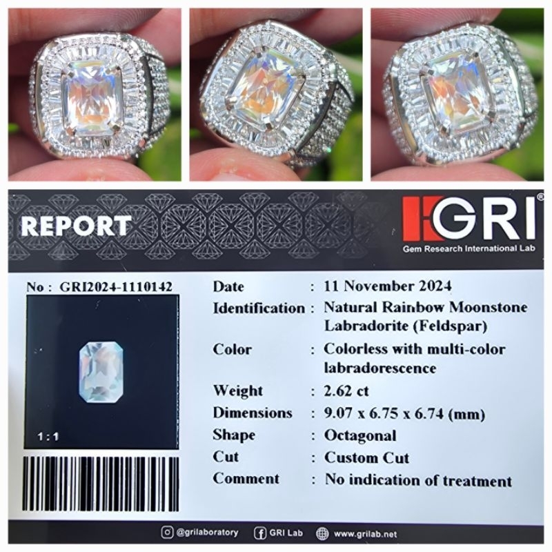 Natural HQ Rainbow Moonstone Top Luster Memo GRI 2.62 crt