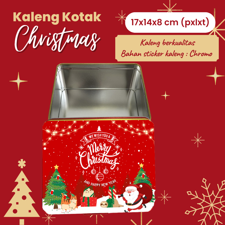 

Kaleng Kotak Natal Box Hampers Merry Christmas 17x14x8 cm Miscletoe by Soogan