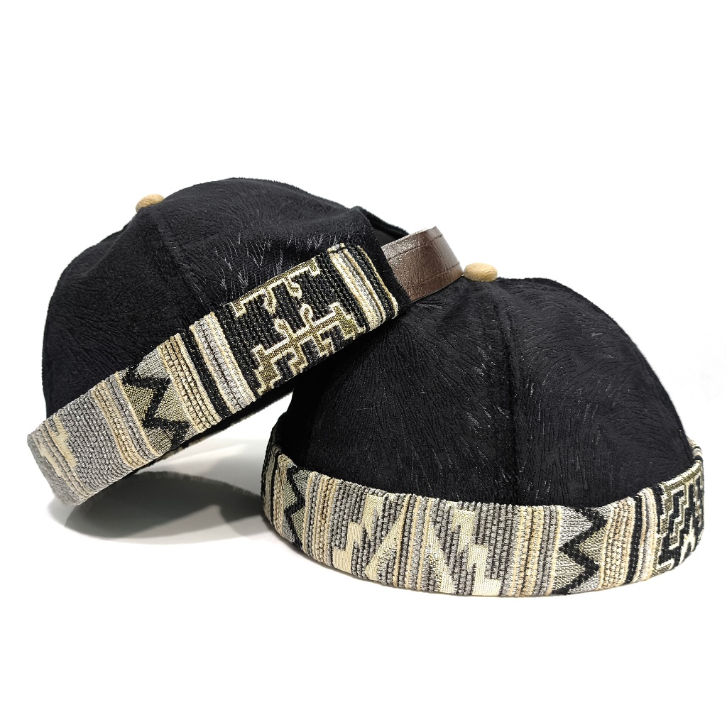 Peci Rapel Miki Hat Brimless Kulit Mikihat Polos Kombinasi