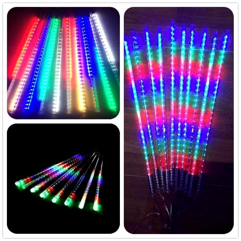 lampu led hias lampu meteor led hujan 10batang 50cm full colour