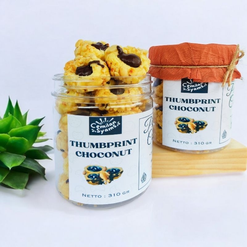 

thumbprint coklat kacang Premium-Thumbprint cookies-Toples tabung 600ml-Cemilan syams