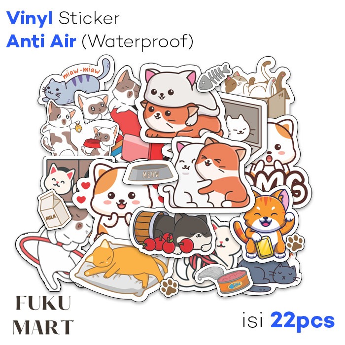 

Sticker Pack Kucing Lucu Stiker Kucing Imut Vinyl Waterproof Tahan Air Stiker Pak Helm Laptop Buku