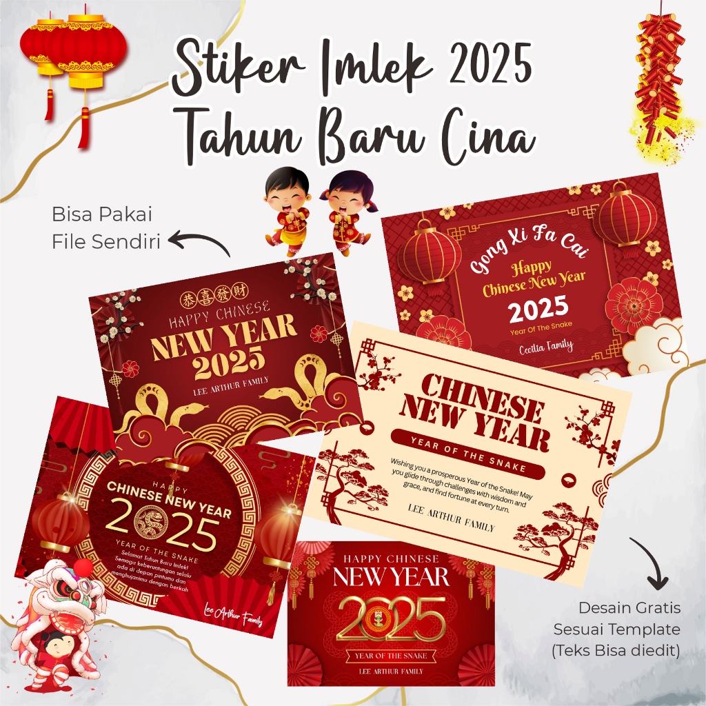 

STIKER IMLEK / TAHUN BARU CINA / IMLEK 2025 / HAPPY CHINESE NEW YEAR / YEAR OF THE SNAKE / GONG XI FA CAI / TAHUN ULAR / TAHUN SHIO ULAR / ULAR KAYU