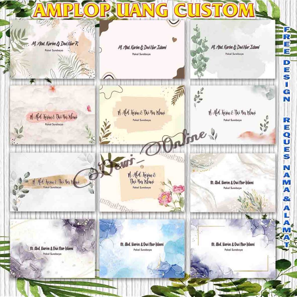

Amplop Kondangan Custom Series watercolor bisa tambah nama alamat