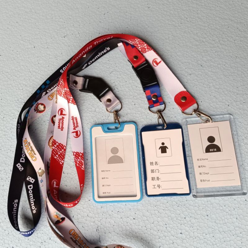 

Lanyard Custom + Holder/Casing ID Card [ Tanpa ID Card ], Tali ID Card Custom