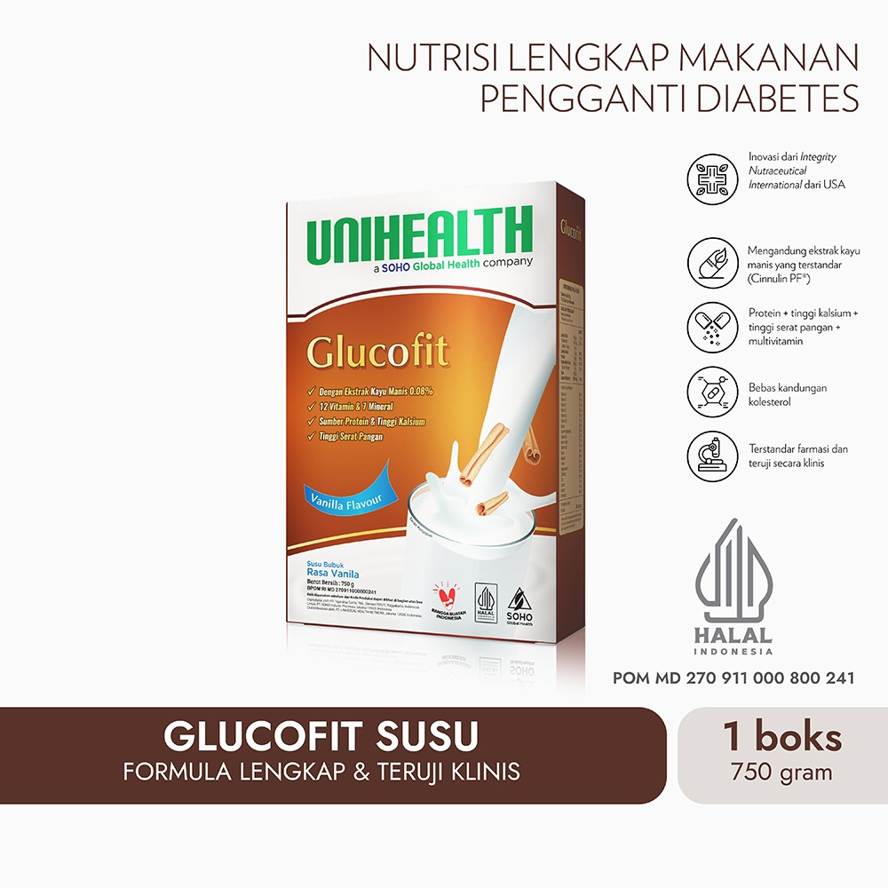 

GLUCOFIT SUSU OBAT DIABETES KENCING MANIS KADAR GULA RENDAH Unihealth 750g