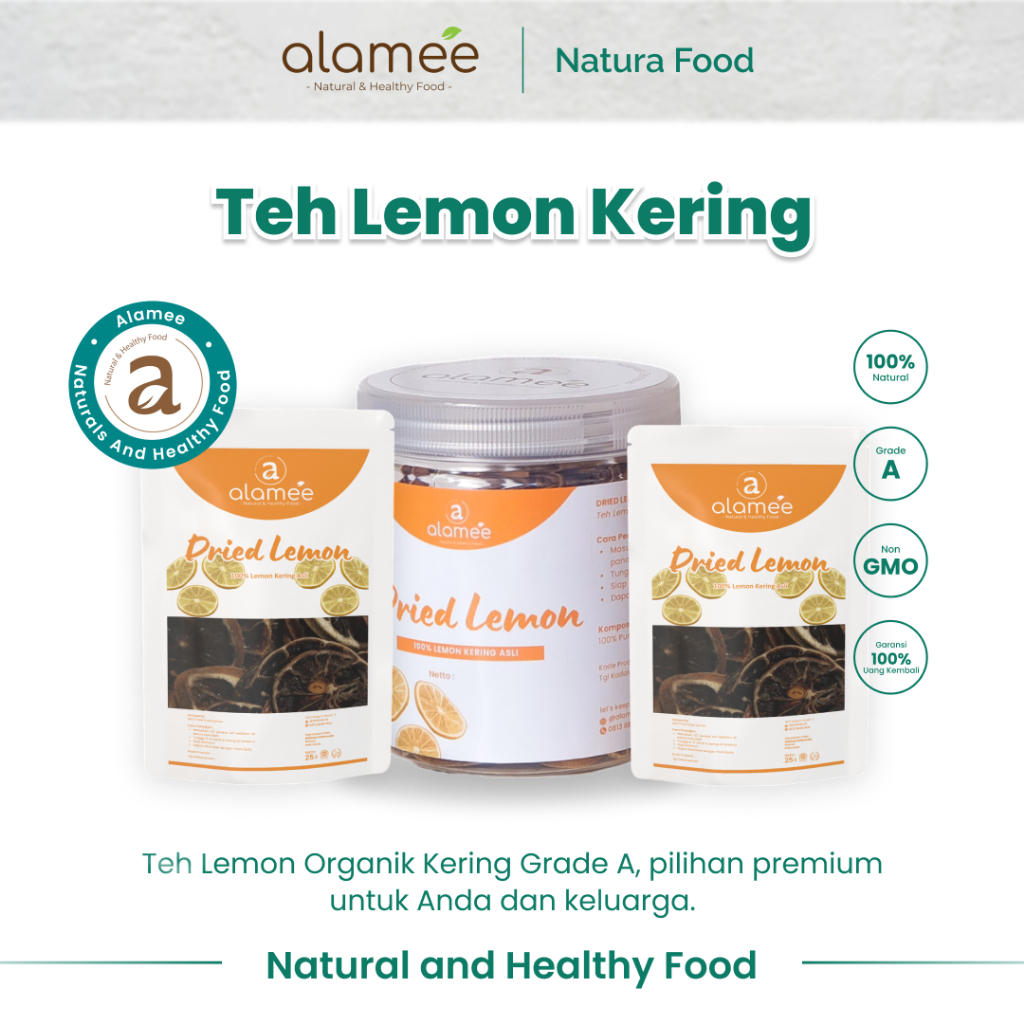 

ALAMEE Lemon Kering Dried Slice Tea Teh Herbal Iris Organik Minuman Herbal Premium