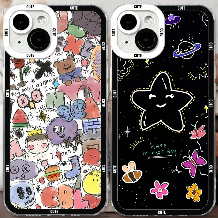 New Case Suitable For IPHONE 11 13 15 PRO MAX Doodle Abstract Covered Printing Soft Case