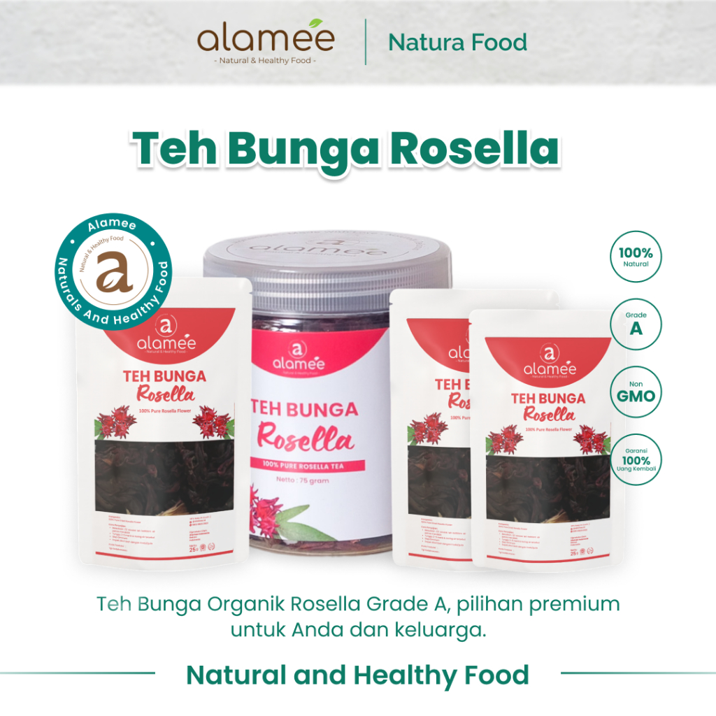 

ALAMEE Teh Bunga Rosella Kering Rosela Tea Flower Merah Premium Organik Red Premium