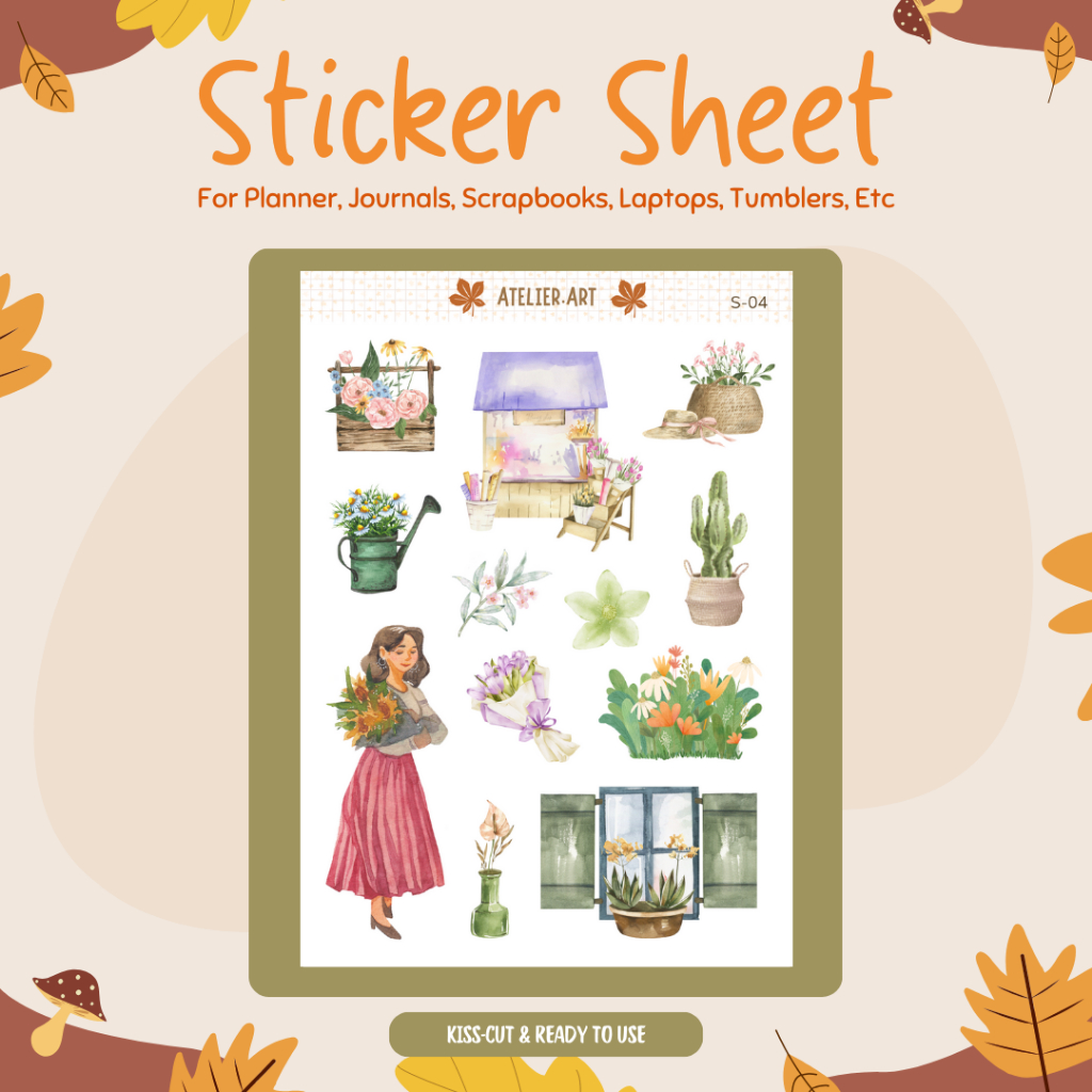 

S-04 Atelier.Art | Flowershop Gardening Sticker Sheet, Flowershop Sweats, Flower Stickers, Flowershop Vibes Gift, Flowershop Cover Sticker, Flower Deco, Flower Decals | Stiker Estetik, Stiker Jurnal, Stiker Lucu, Stiker Buku
