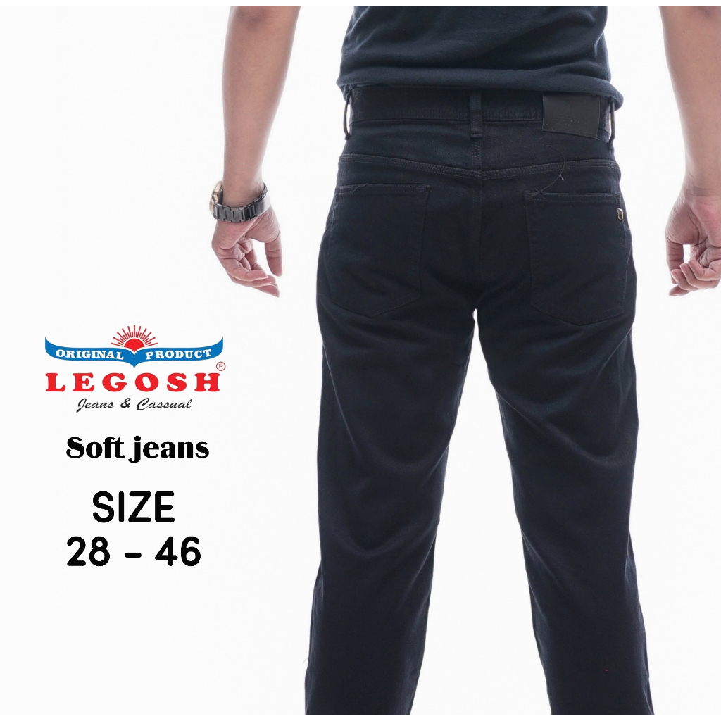 LEGOSH JEANS Celana Panjang Pria Soft Jeans Original Legosh Jeans Reguler Ukuran 28 - 46 Jumbo