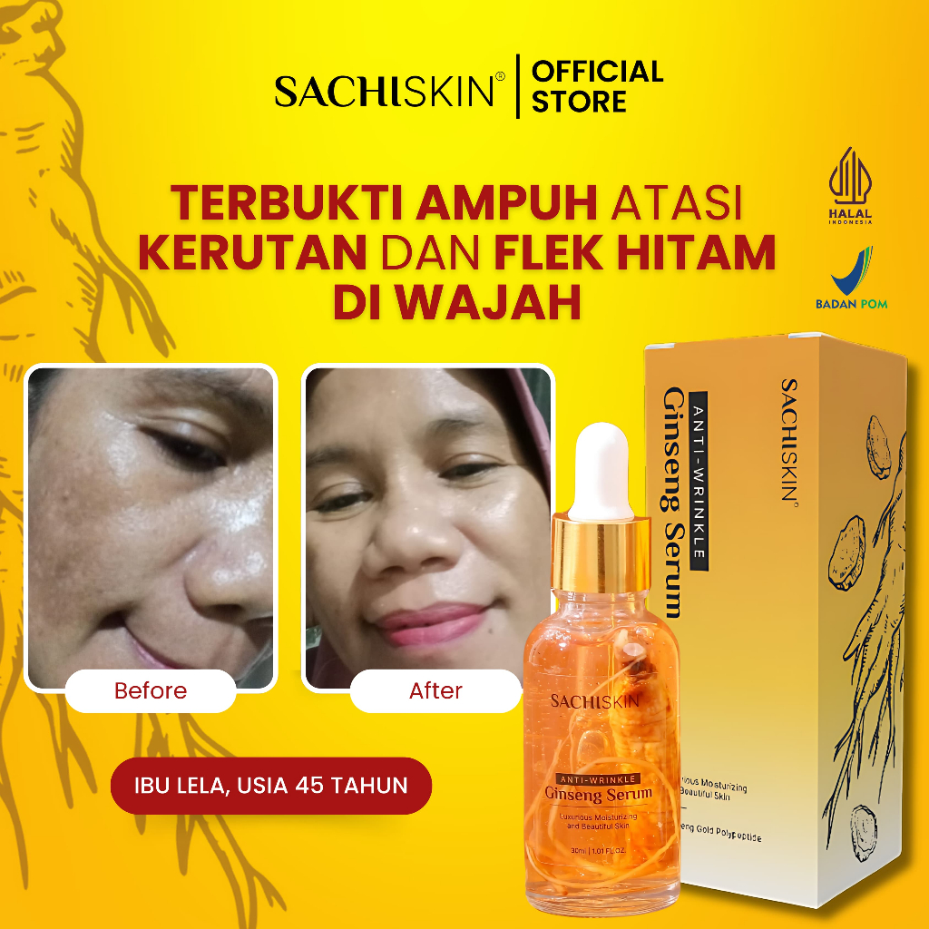 Sachi Skin Ginseng Serum Anti Kerutan BPOM Atasi Penuaan Wajah Kembali Muda Ginseng Wrinkle