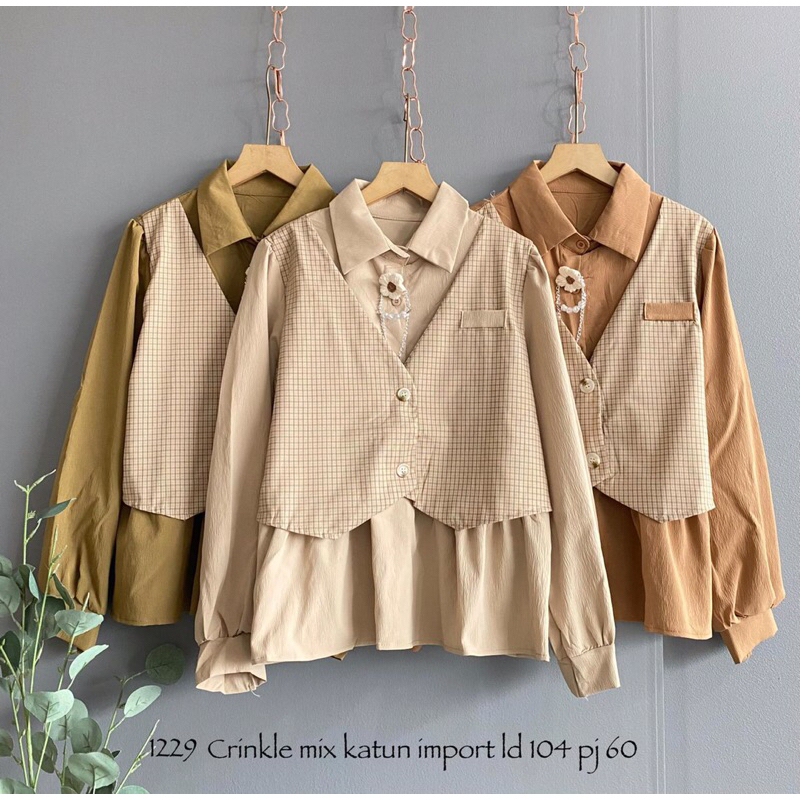 blouse crinkle mix katun import