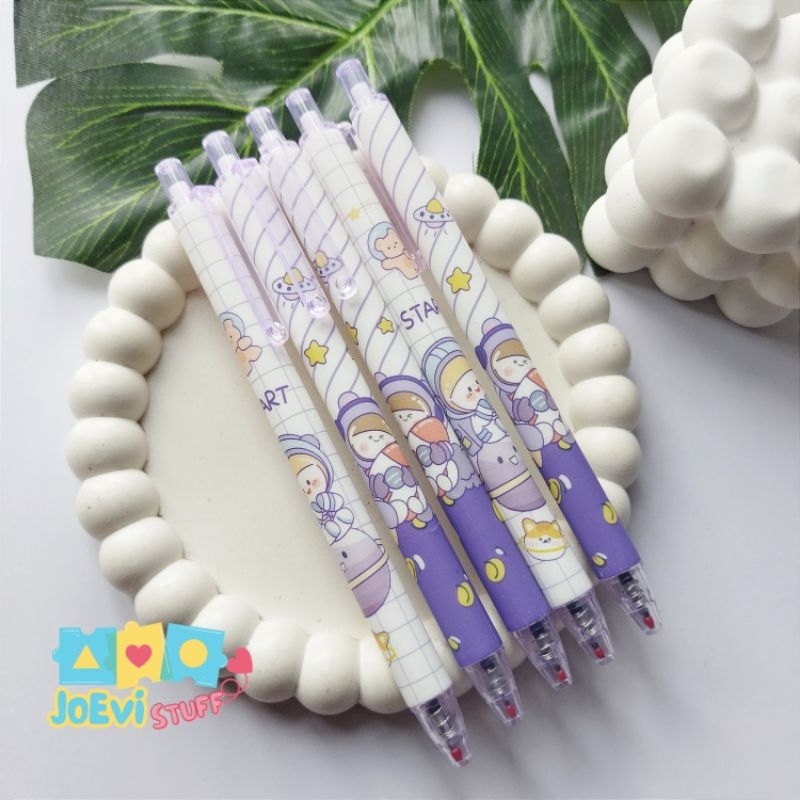 

Pulpen Gel motif cartoon Pulpen pelajar pulpen mekanik motif lucu Joy Girl Purple Series