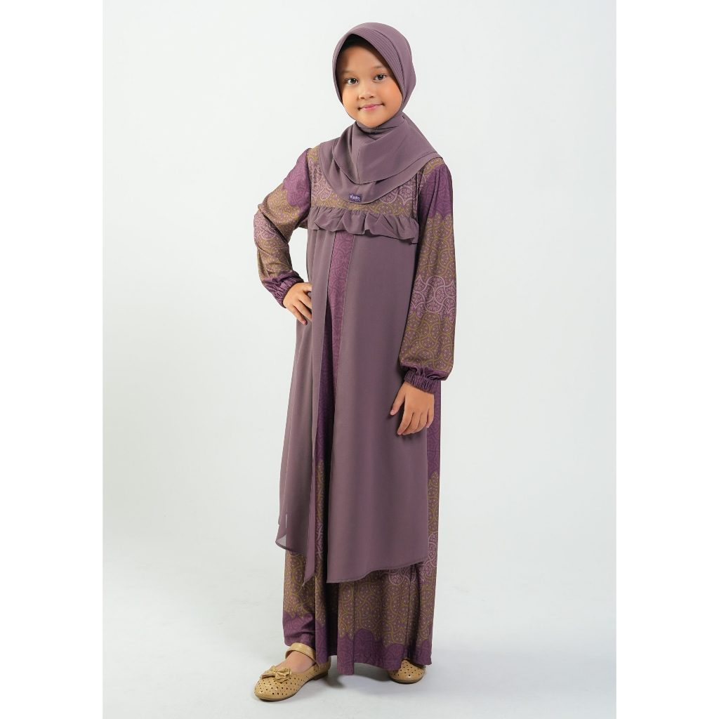 ELZATTA Gamis Anak Spandex Al-Maturidi Burgundy - Baju Pakaian Muslim Anak Perempuan Dress Gamis Ana