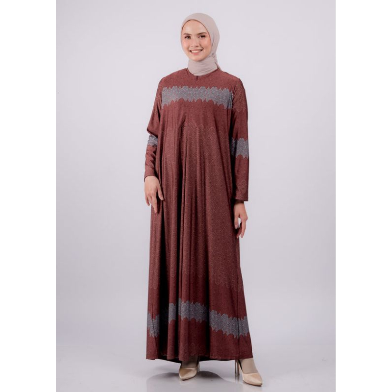 ELZATTA Gamis Spandex Al-Maturidi Dusty Pink - Pakaian Muslim Wanita Baju Dress Gamis Motif Bahan Sp