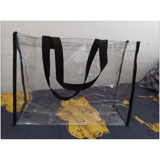 

Tas Mika Lebaran Hampers Bahan Tebal / Tas Mika Belanja - Bahan PVC Tebal / Tas Mika PVC Transparan Sablon