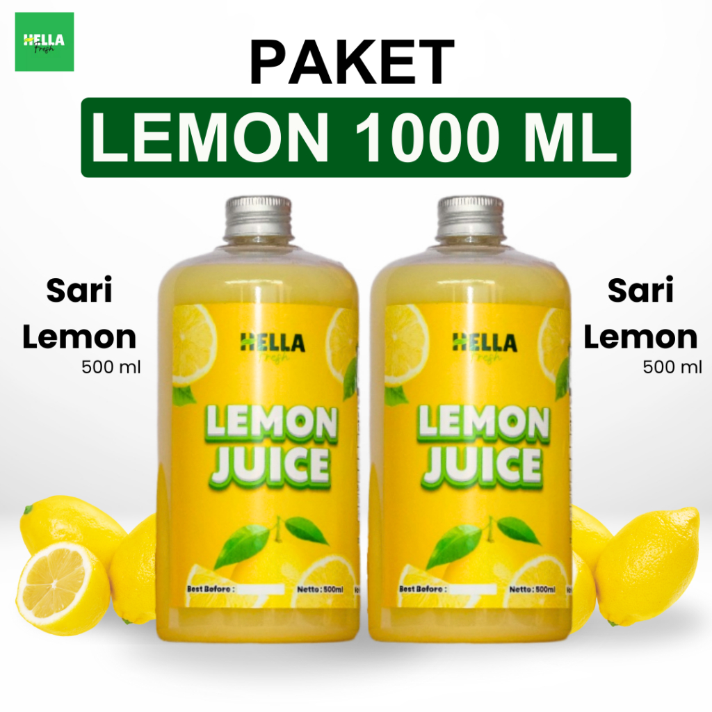 

Hella Fresh Paket Sari Lemon 1 Liter (2x500 ml) / Bundling Perasan Sari Lemon Asli 500ml 2 Botol