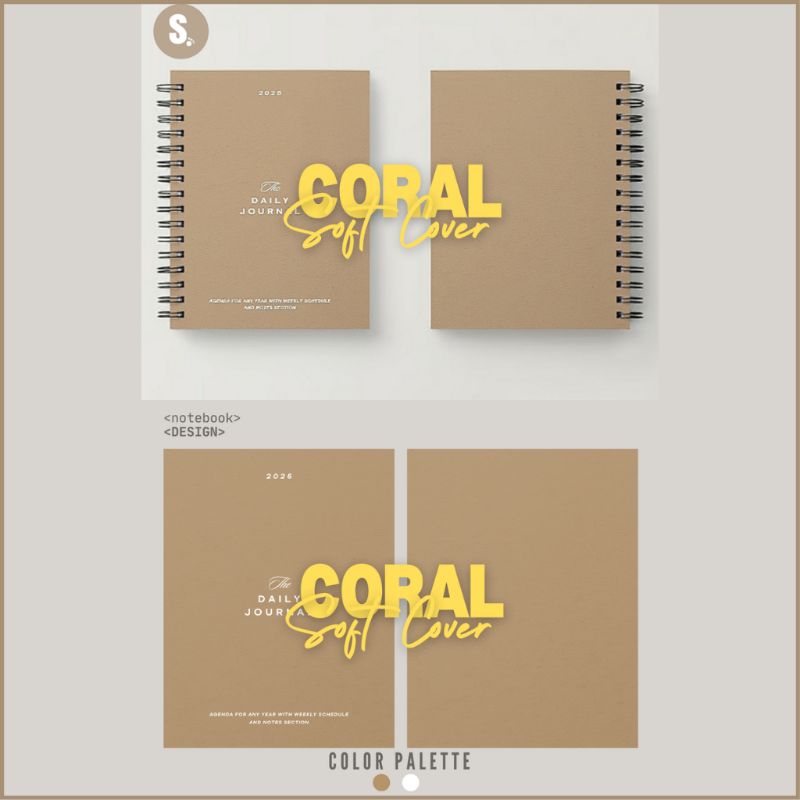 

A5 Notebook Softcover - "THE DAILY JOURNAL" | BEIGE • CORAL • BROWN • GREY • WHITE • PINK • GREEN • BLACK