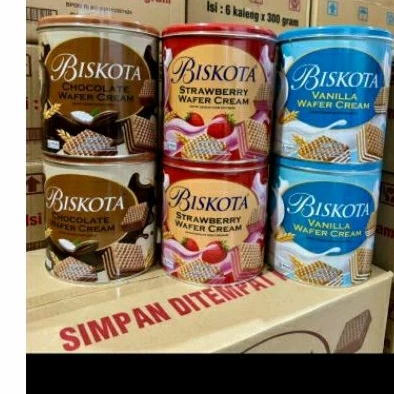 

biskota wafer cream 1karton isi 6kaleng