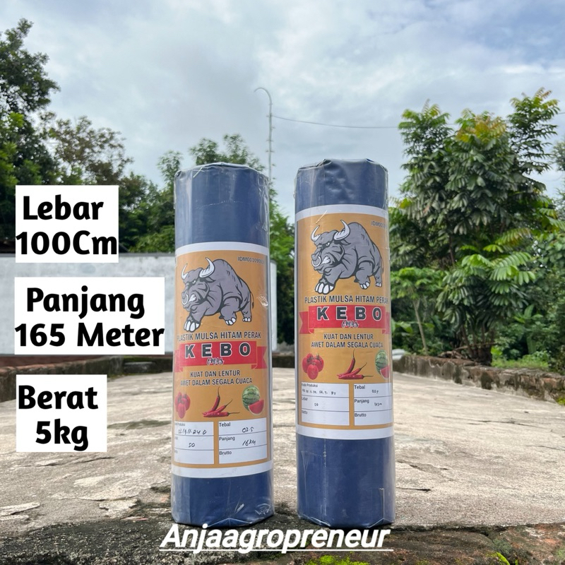 Plastik Mulsa Pertanian Hitam Perak Cap Kebo/Badak 5 kg Ukuran lebar 100 Cm Panjang 165 M