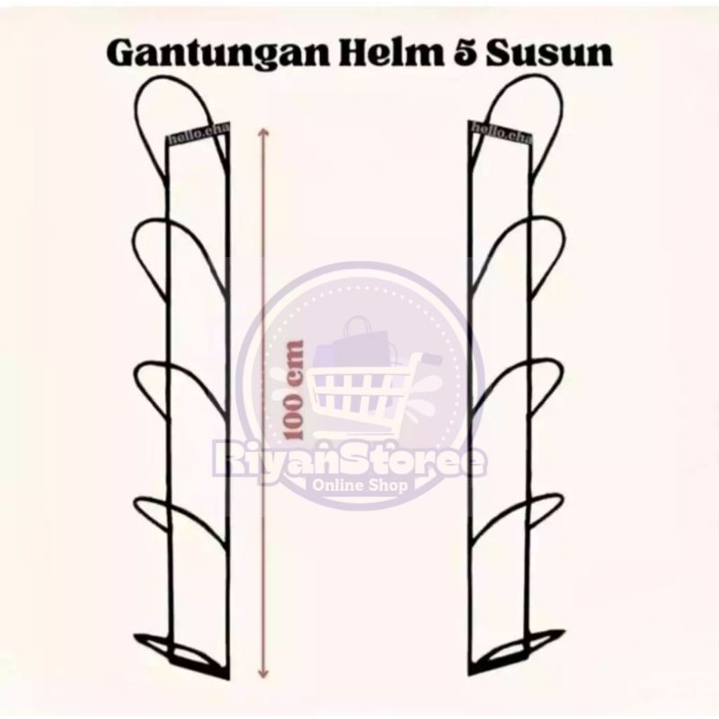 Rak helm besi/rak helm dinding/rak helm 5 susun