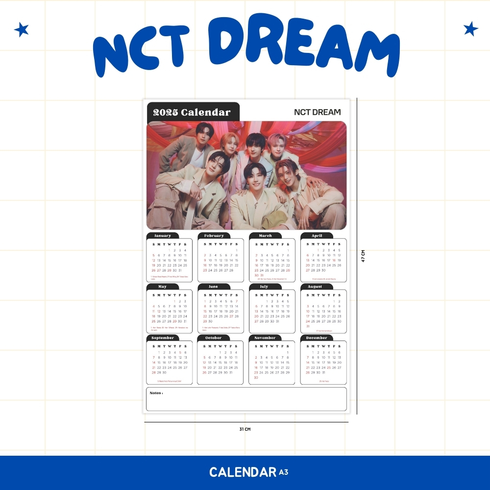 

2025 KALENDER NCT DREAM KPOP + LAMINASI 2SISI BIDAM IDOL KOREA MURAH UNOFFICIAL NCTZEN MARK RENJUN JENO HAECHAN JAEMIN CHENLE JISUNG READY STOCK !