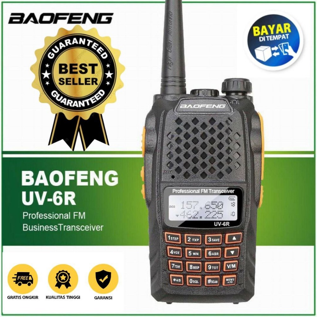 LANGSUNG KIRIM - HT UV6r ht handy talky uv 6r dualband uv-6r radio komunikasi vhf uhf 7 watt UV 6R H