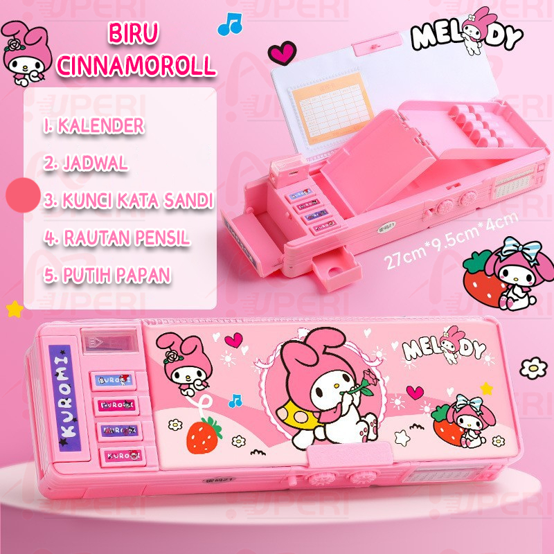 

ATH New Tempat Pensil Kuromi Kotak Alat Tulis Multifungsi Kunci Kode Kotak Pensil Passward Sanrio