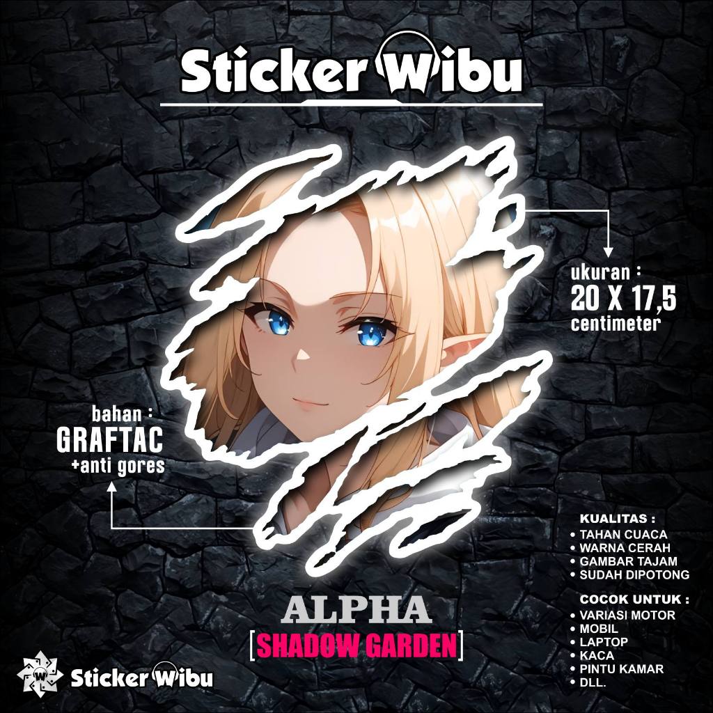 STIKER ANIME UNIVERSAL SHADOW GARDEN ANIME UNTUK MOTOR.MOBIL PC LAPTOP  DLL. BISA CUSTOM GAMBAR LAIN