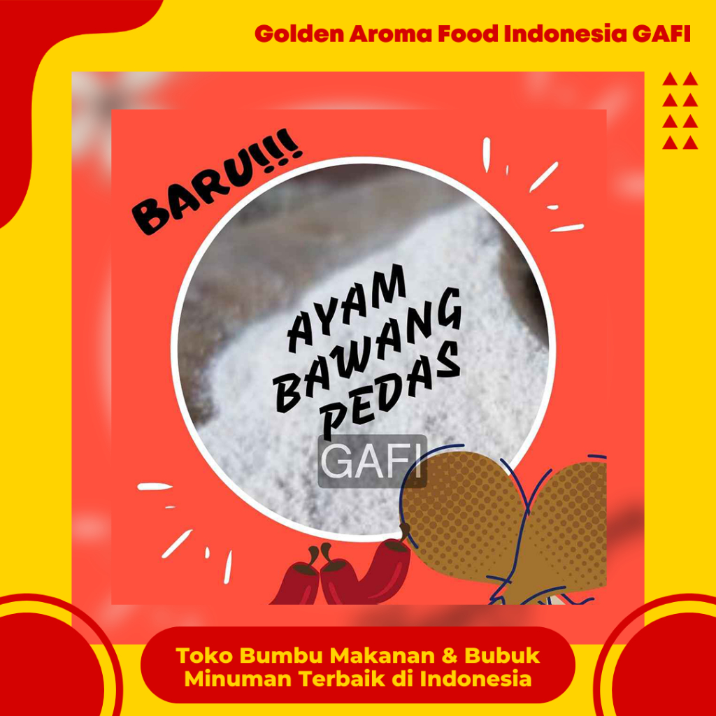 

GAFI Food Bumbu Tabur Rasa Ayam Bawang Pedas 1 Kg Murah Halal, Spicy Chicken Onion Flavor Seasoning Powder 1Kg