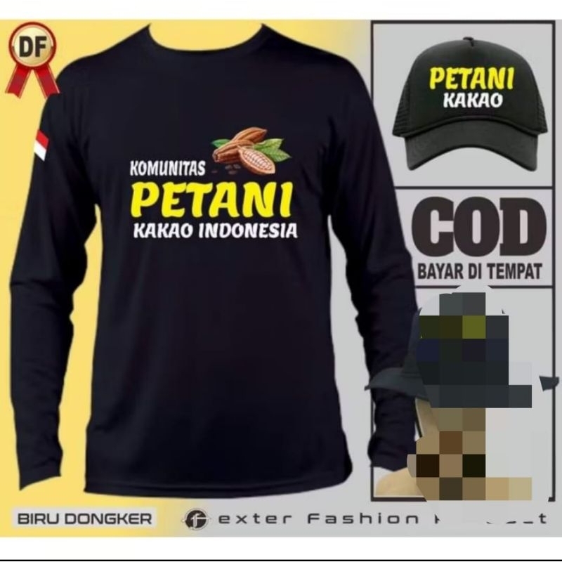 KAOS LENGAN PANJANG PETANI KAKAO BONUS TOPI