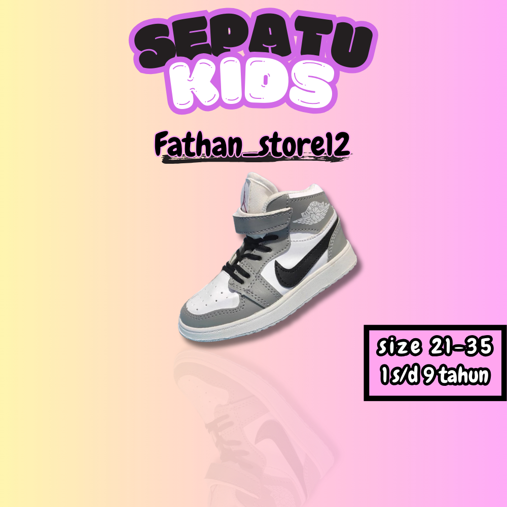 Sepat Anak Jordan Warna Abu Abu / Sepatu Jordan Anak Laki Laki / Nike Jordan Anak