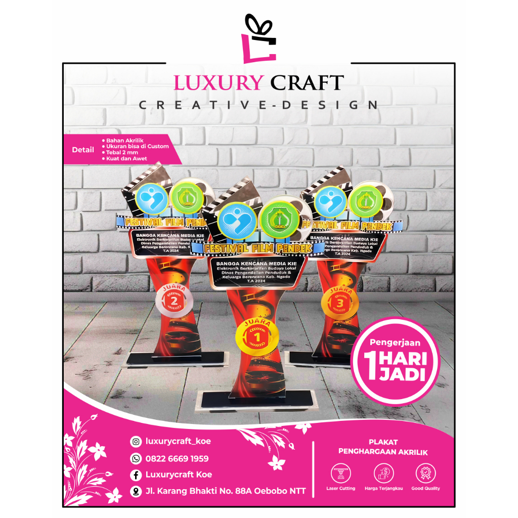 Trophy/Piala/Plakat/Mobile Legends/Bahan Akrilik 3mm dan 6mm/Free Design Suka Suka/Bisa Customs