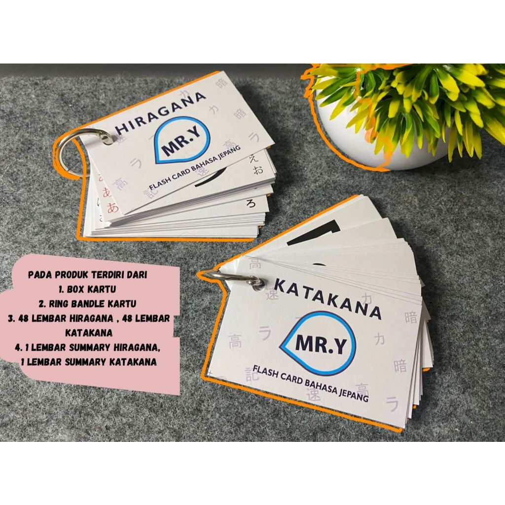 Mr.y Hiragana dan Katakana flash card huruf dasar bahasa jepang
