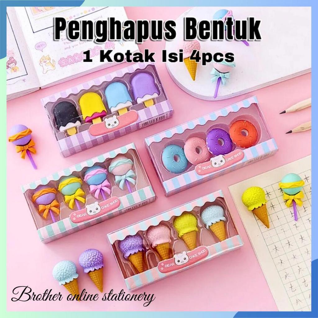 

BOS Penghapus Set Bentuk Isi 4/Eraser/Setip Pensil/Penghapus Pensil