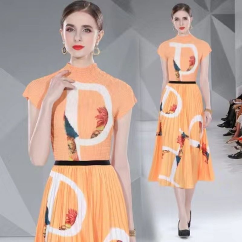 Setelan Plisket / Prisket dengan bahan elegant dna motif D