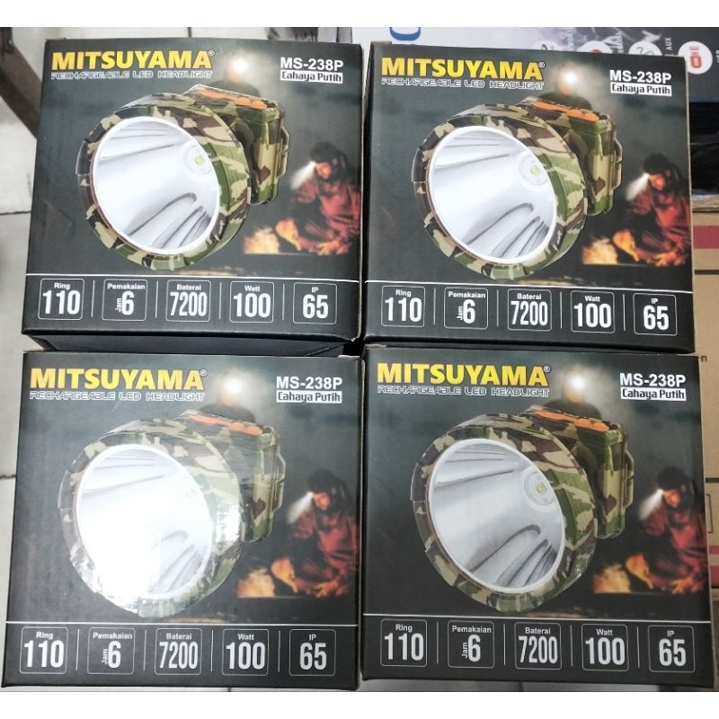 Senter kepala Mitsuyama Ms-238P Super terang Cahaya Putih 100watt Loreng/Army