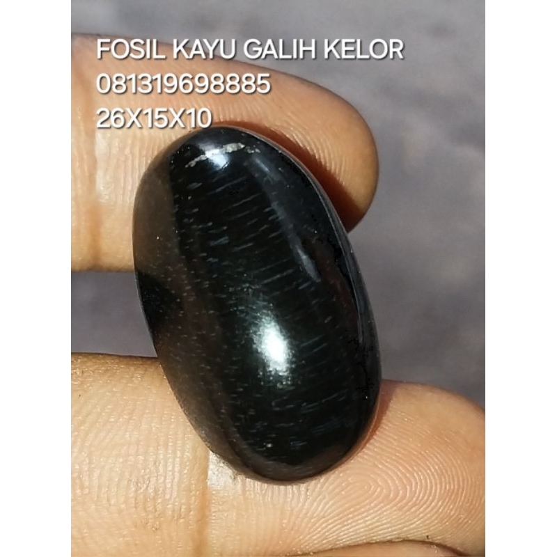 batu cincin fosil kayu galih kelor hitam legam natural