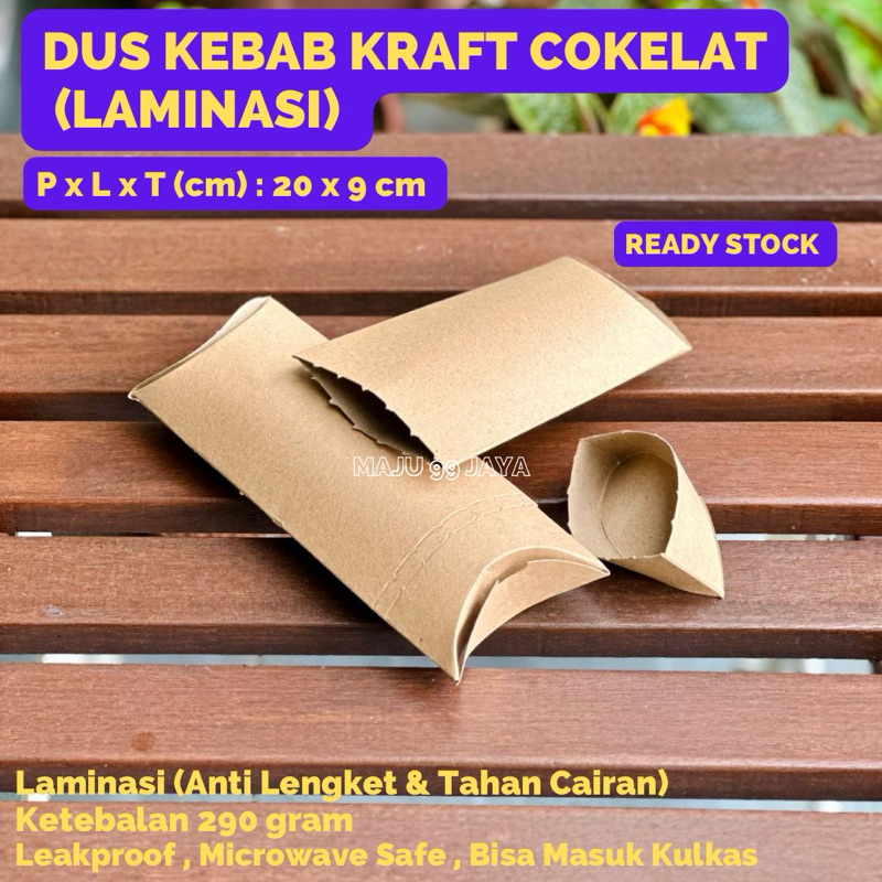 

Dus Kebab Kraft Cokelat Laminasi Ketebalan 290gsm Ukuran 20x9 cm | Wadah Kebab Warna Cokelat polos Box Kebab Coklat