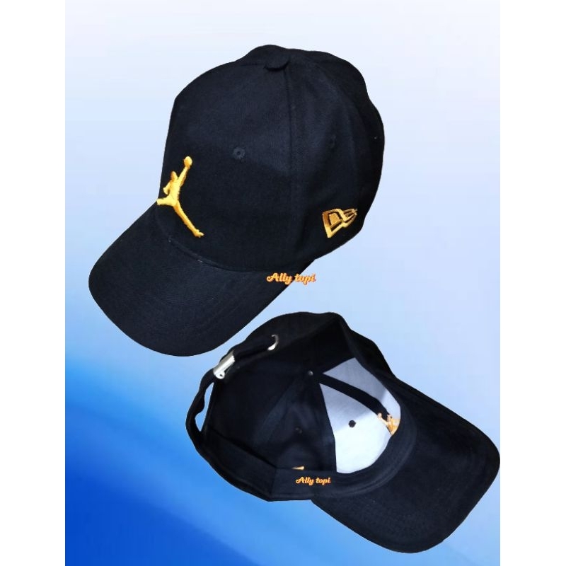 Ally topi JORDAN METAL TOPI HITAM LOGO GOLD / TOPI BISBOL BORDIR JORDAN / JORDAN / JUMPMAN Topi VINT